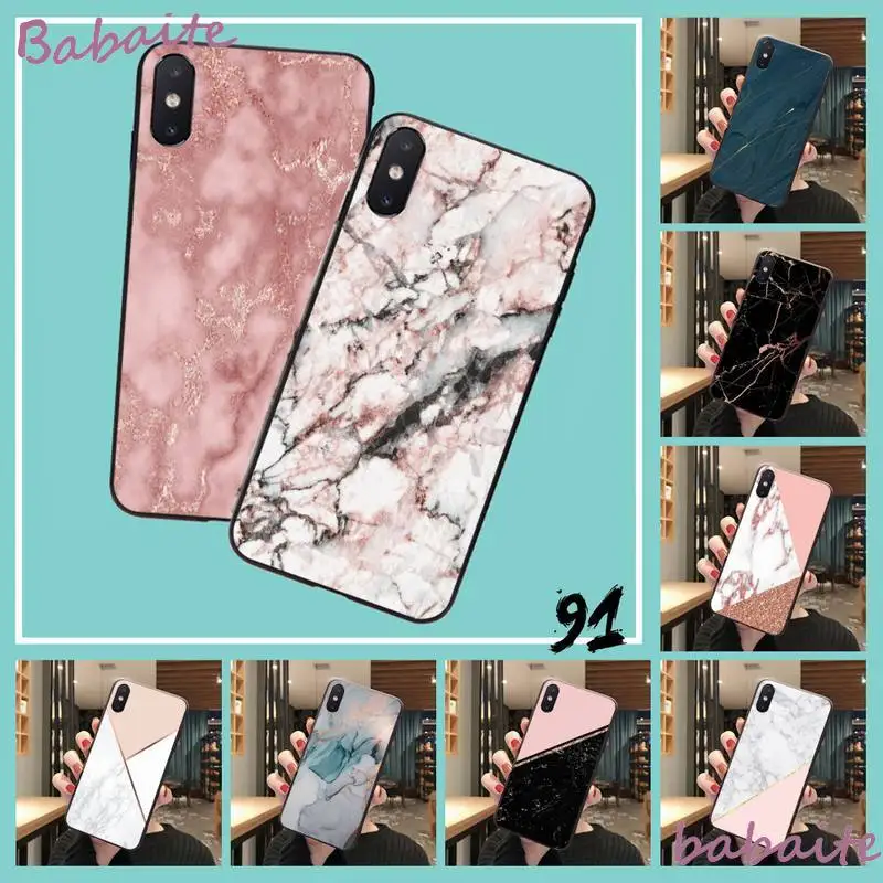 Мягкий блестящий черный чехол для телефона Babaite с золотым мраморным рисунком iPhone