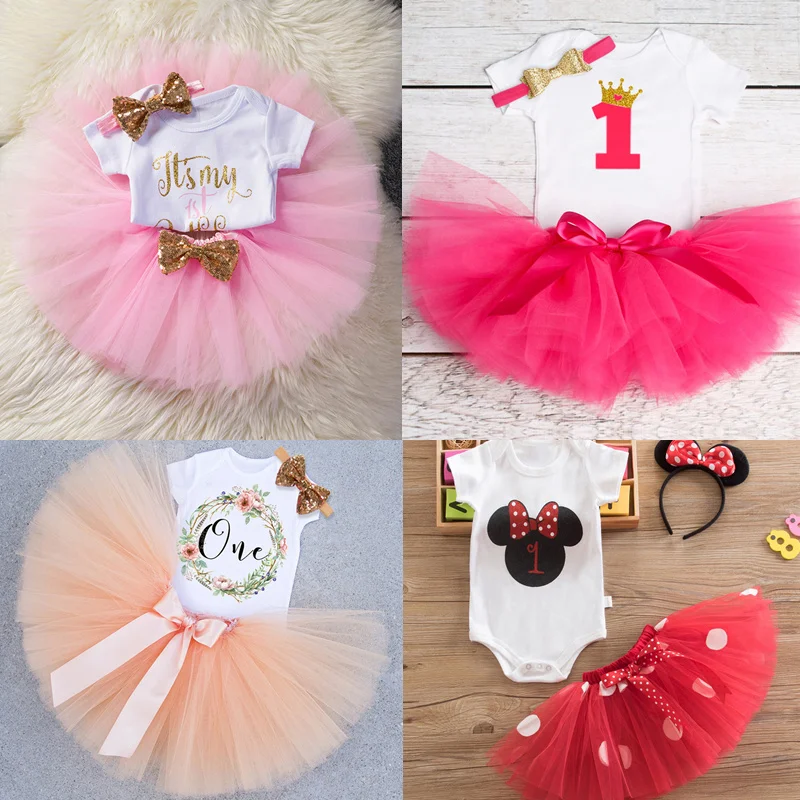 

It's My First Birthday Dresses For Baby Girls Baptism Party Christening Gown Princess 1 Year Newborn Girl Infant Puffy Clothes