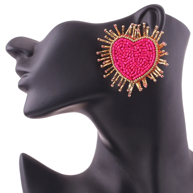 Серьги Sehuoran в стиле бохо для женщин серьги гвоздики ручной работы форме сердца