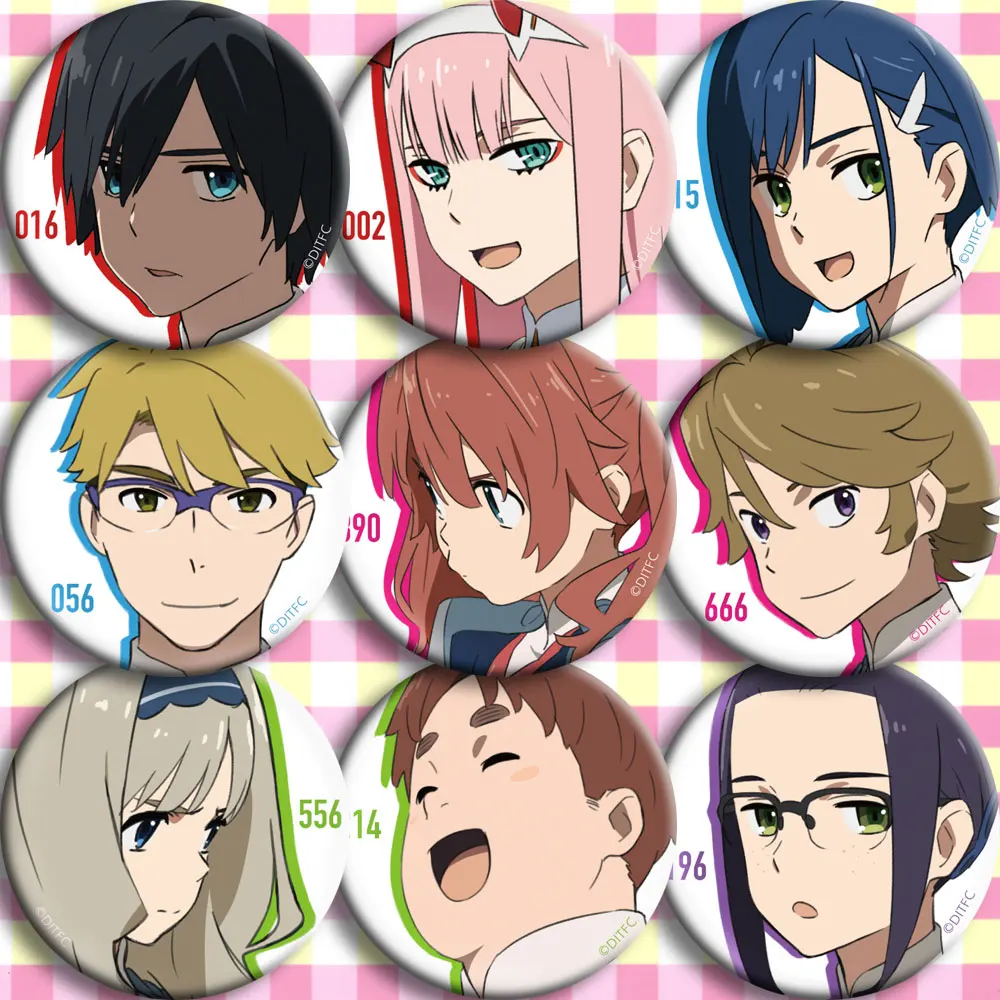 Brdwn DARLING in the FRANXX Hiro ZERO TWO Ichigo Goro Miku Zorome Kokoro Mitsuru Ikuno Futoshi Nano Naomi значок Косплея| |