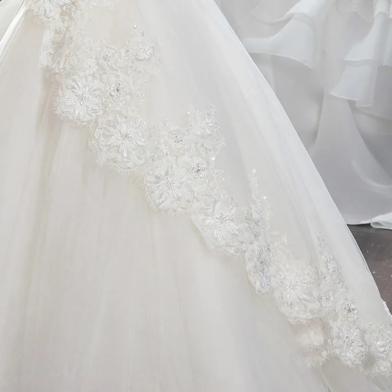 2019 г. Белое платье с цветочным узором для девочек фатиновое рюшами на плечо