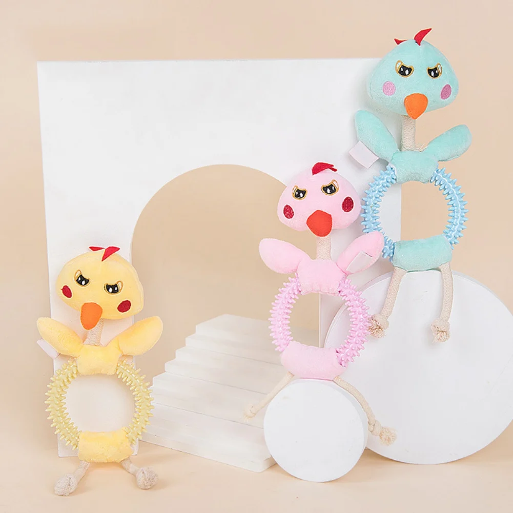 

Plush Dog Toy Cartoon Chicken Pet Dog Chew Squeak Toy Puppy Rope Knot Toy For Small Dog Teeth Grinding Pet Accessories