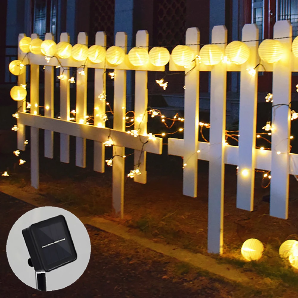 Солнечного света строки Фонари шар 20/30LED солнечный светильник Рождество СВЕТОДИОДНАЯ Гирлянда для вечерние праздничные уличные садовые украшения