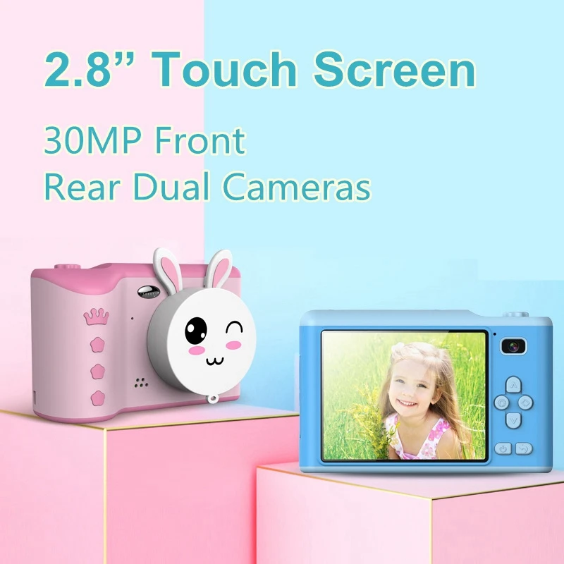 

A15 Children's Digital Camera, Cartoon Digital Camera Mini Cartoon 2.8Inch IPS Screen Camera for Children's