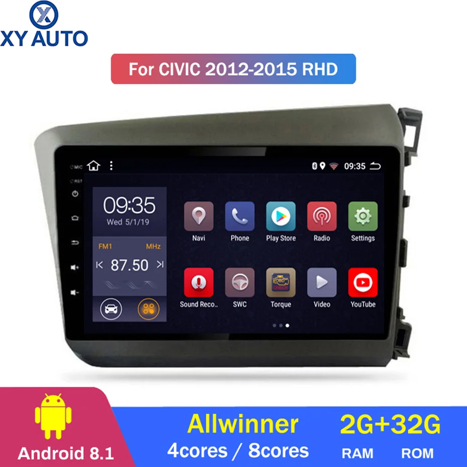 9 дюймовый 2.5D IPS HD мультисенсорный экран Android 2012 2 Гб ОЗУ 32 ПЗУ NAVI с Bluetooth USB WIFI SWC для
