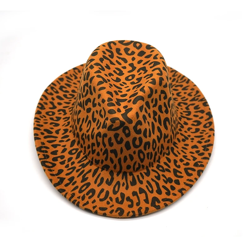 Шляпа-трилби для мужчин и женщин фетровая шляпа с широкими полями леопардовым