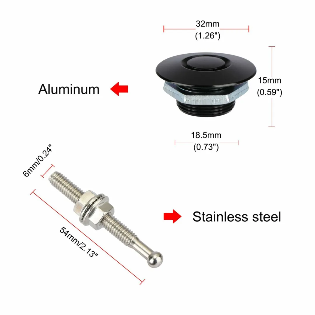 

Universal 2pcs 32mm/1.25Inch Push Button Billet Hood Pins Lock Clip Kit Engine Bonnets Lock Aluminum Car Auto DIY Quick Latch