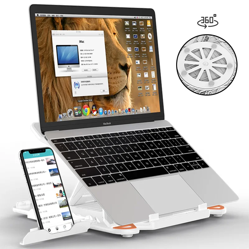 360 Вращающаяся подставка для ноутбука Складная подставка для ноутбука Macbook lenovo держатель для ноутбука Компьютерная Вентиляция с держателем для телефона