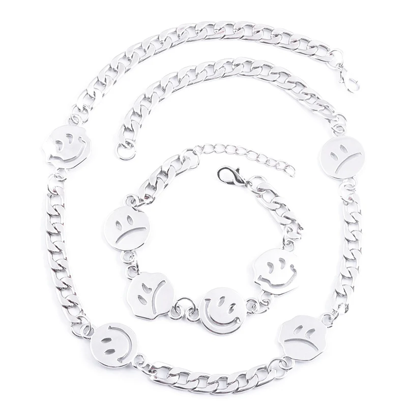 Ожерелье Kpop с улыбающимся лицом для женщин мужчин детей уличный чокер в стиле