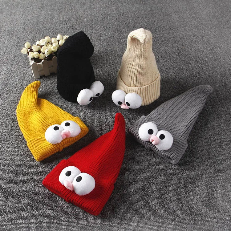Осенне зимняя Детская шерстяная шапка в Корейском стиле с острым носком и