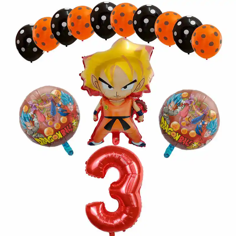 Темно-синий 14 шт./компл. с мультяшными принтами, 7 Dragon Ball шар вуконг» Фольга шар шара с цифрой День рождения украшения Гоку для мальчиков детские игрушки расходные материалы - Цвет: Темно-синий