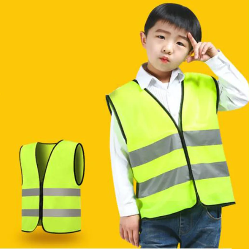 Детский светоотражающий жилет защитный желтый флуоресцентный для школы и