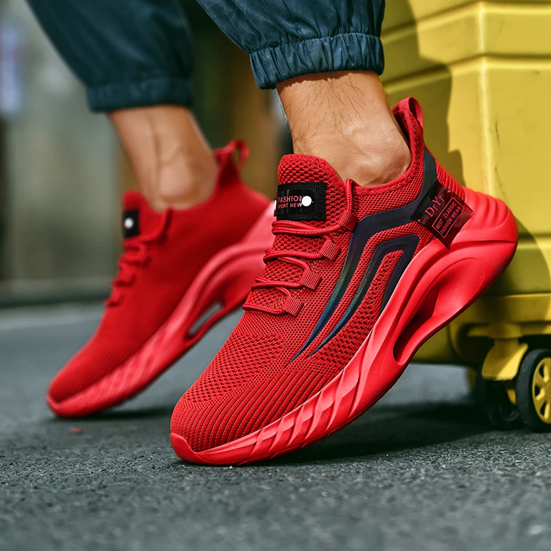 Newest Men's Mesh Breathable Sneakers Leisure Outdoor Footwear High Quality Lace Up Reflective Lightweight Running Shoes | Спорт и