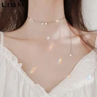 LISM серебряный цвет цветок бабочка циркон минималистичный кулон ожерелье ювелирные изделия для женщин вечерние