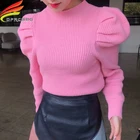 Женский свитер с длинным рукавом-фонариком, Осень-зима