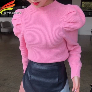 Женский свитер с длинным рукавом-фонариком, Осень-зима