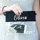 Персонализированный с монограммой стадион клатч с прозрачной молнией, индивидуальный игровой день, через плечо, прозрачная вместительная сумка день рождения, прозрачный кошелек, подарочная сумка