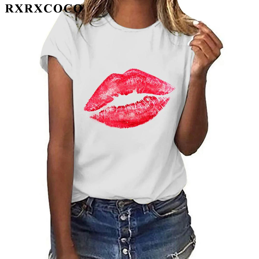 RXRXCOCO футболка женская с коротким рукавом тигра Miss Kiss Harajuku свободного размера
