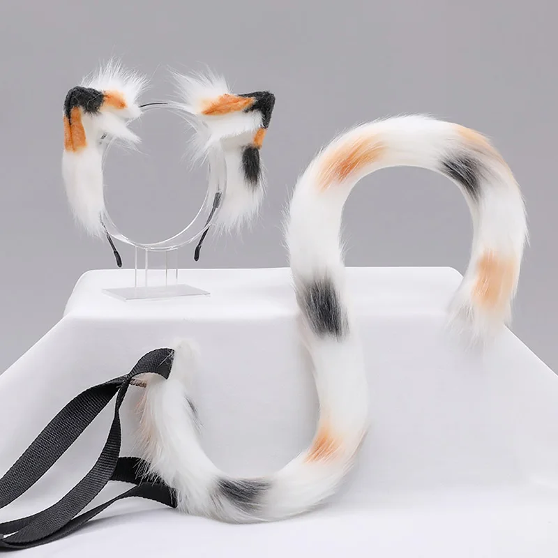 Обруч для волос с лисьими ушками ручной работы головной убор комплект хвоста