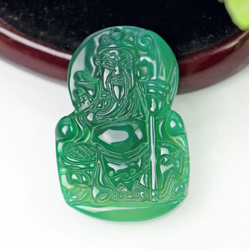 Натуральный зеленый халцедон ручная работа кулон Гуань гонг модные ювелирные