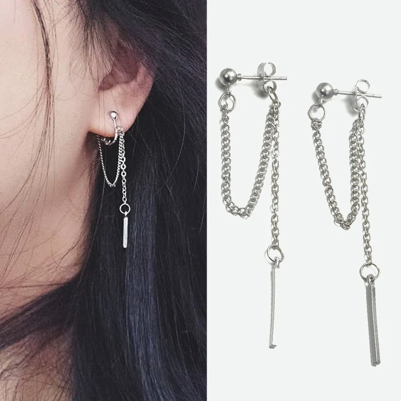 Модные золотистые Серебристые серьги-цепочки с кисточками в стиле панк и ретро