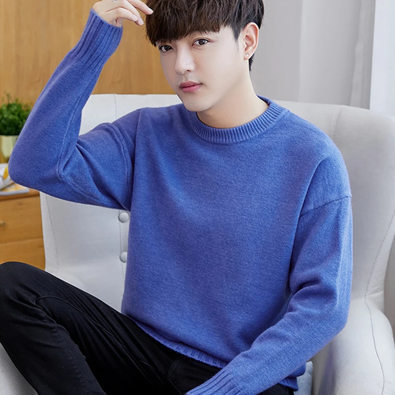 

Autumn winter sweater high quality round neck long sleeve thick warm men's clothing Knitted sweaters 1313