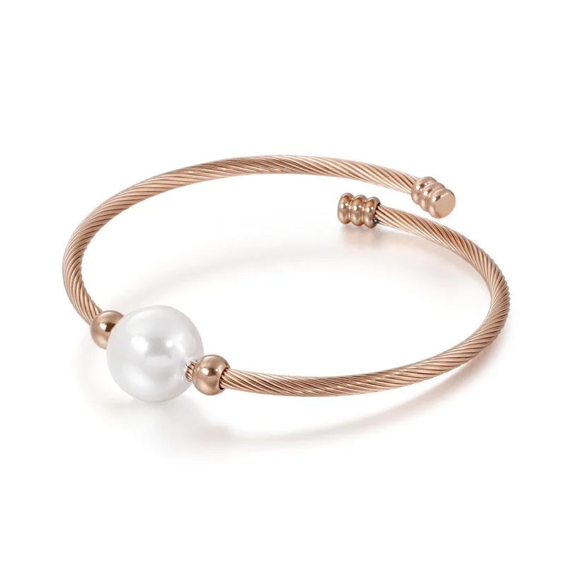 

Женский браслет из нержавеющей стали с жемчужинами