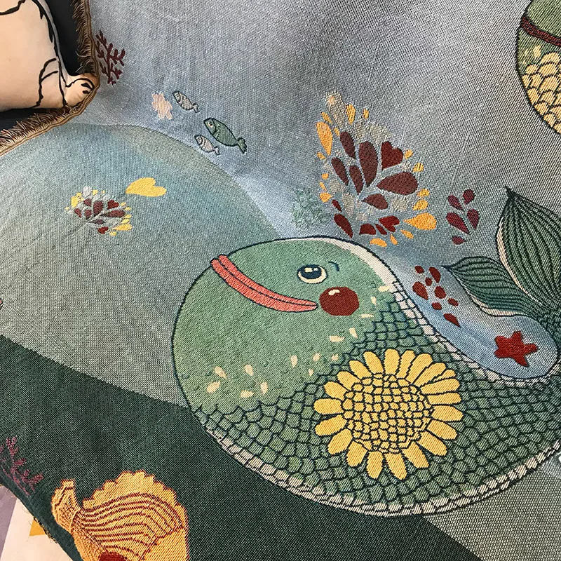 

New fish adult Knitted Throw Blanket solid blue cartoon blanket throw Home Cover beach travel bed sofa Use wholesale FG1027