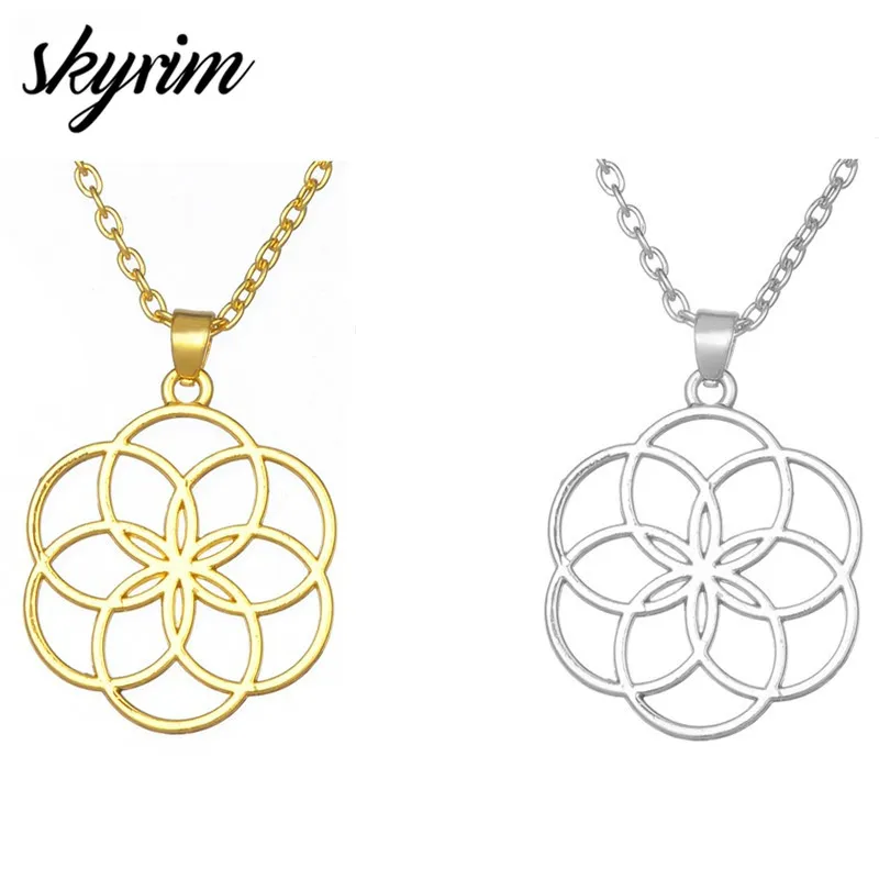 Ожерелье цепочка Skyrim с изображением семени и цветка жизни колье священной