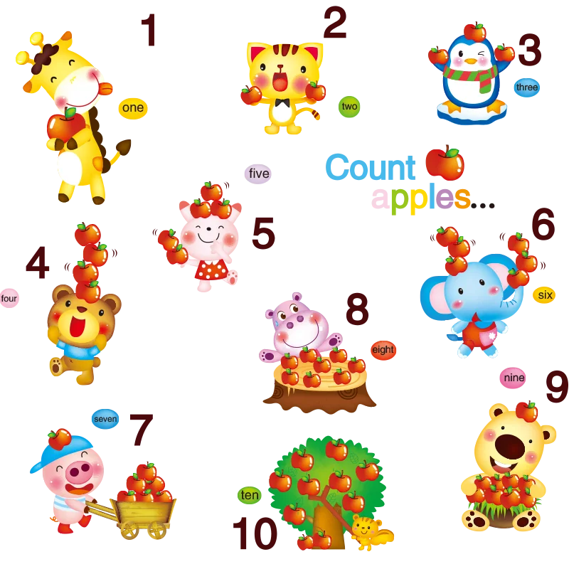 

[SHIJUEHEZI] Cartoon Stars Clouds Hangings Wall Stickers DIY Apples Animals Wall Decals for Kids Bedroom Home Decoration