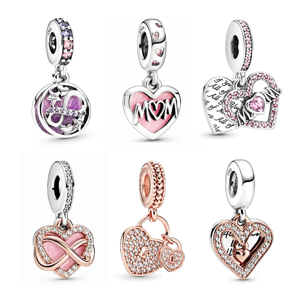 

Мама сердце Форма S925 Подвески серебряного цвета, подходят к оригиналу Pandora, браслет с шармами LOVE Heart бисера для женщин ювелирные изделия