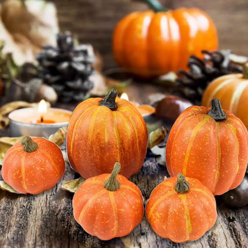 

7pcs Halloween Artificial Pumpkin Realistic Pumpkin Mold for Fall Harvest Craft Thanksgiving Autumn Harvest Pumpkin Decoration