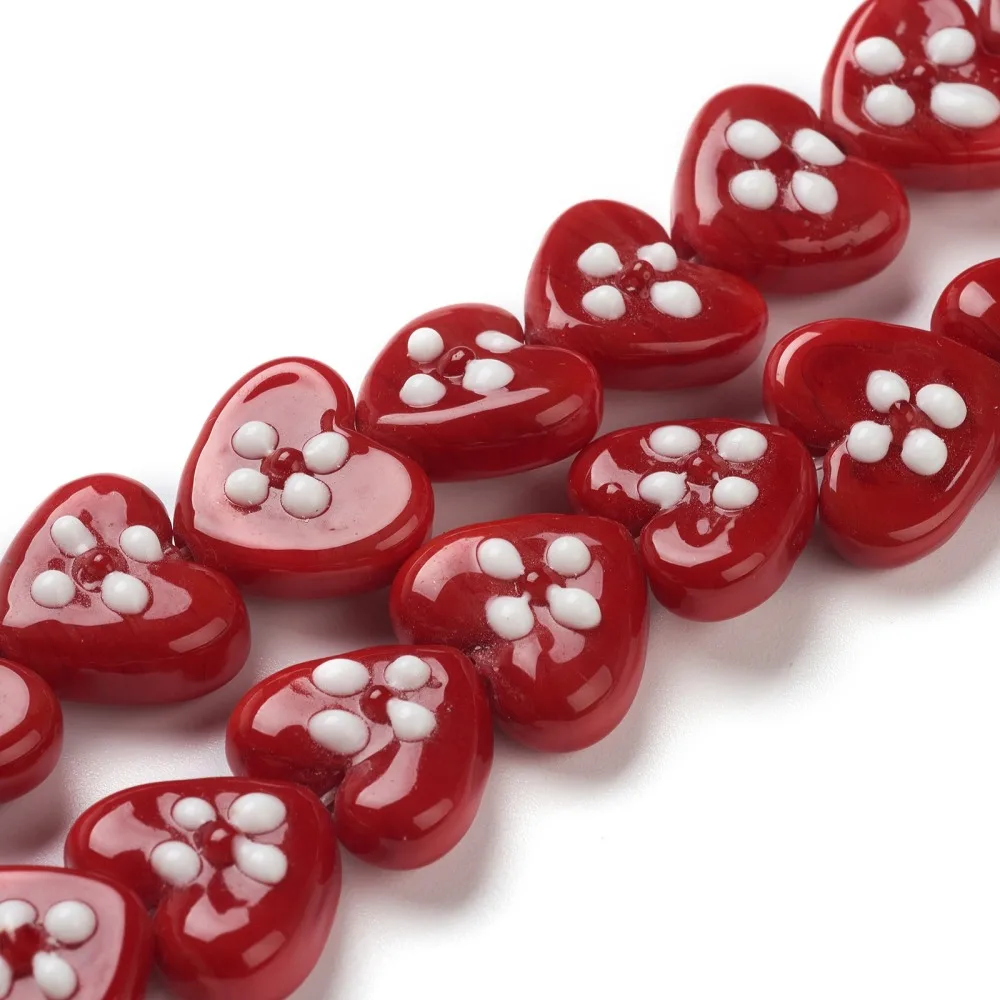 

25pcs/Strand Red Heart Beads Handmade Lampwork Beads Spacers Loose Glass Lampwork Bead Fit Jewelry Making DIY Necklace Bracelets