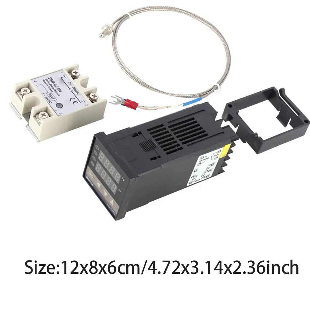 

Digital PID Temperature Controller REX-C100 REX C100 thermostat + 40DA SSR Relay/Heat Sink+ K Thermocouple Probe Cable Set