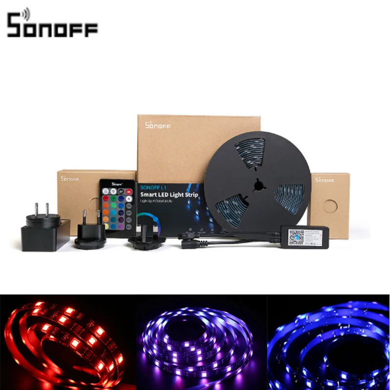 Умная Светодиодная лента SONOFF L1 с регулируемой яркостью водонепроницаемая гибкая