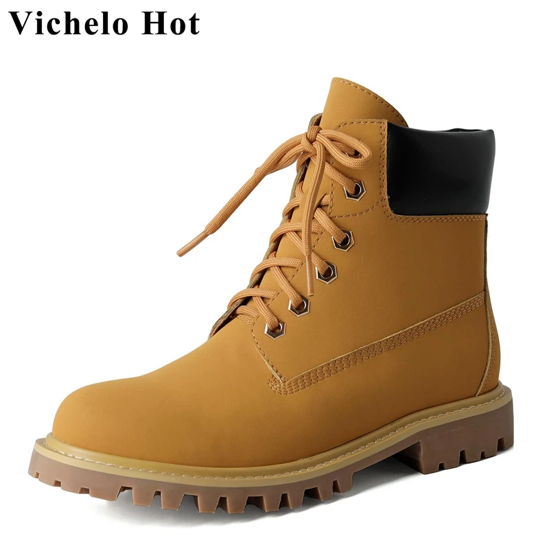 

Ботильоны Vichelo из натуральной коровьей кожи, повседневные рабочие ботинки на шнуровке, с круглым носком, с заклепками, на низком каблуке, Пов...