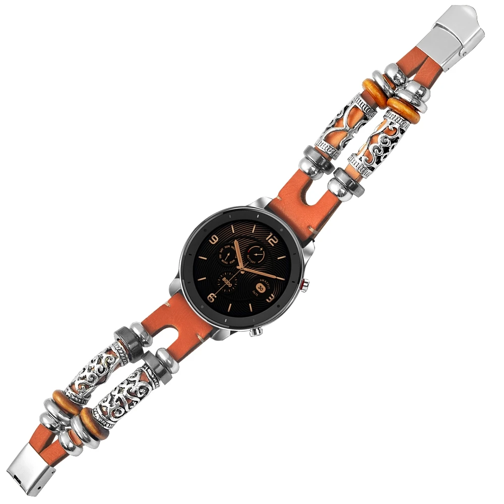 Hangrui For Amazfit GTR 42MM strap leather wristband For Amazfit bip 20mm wrist strap For Garmin vivoactive 3 smart watch sport