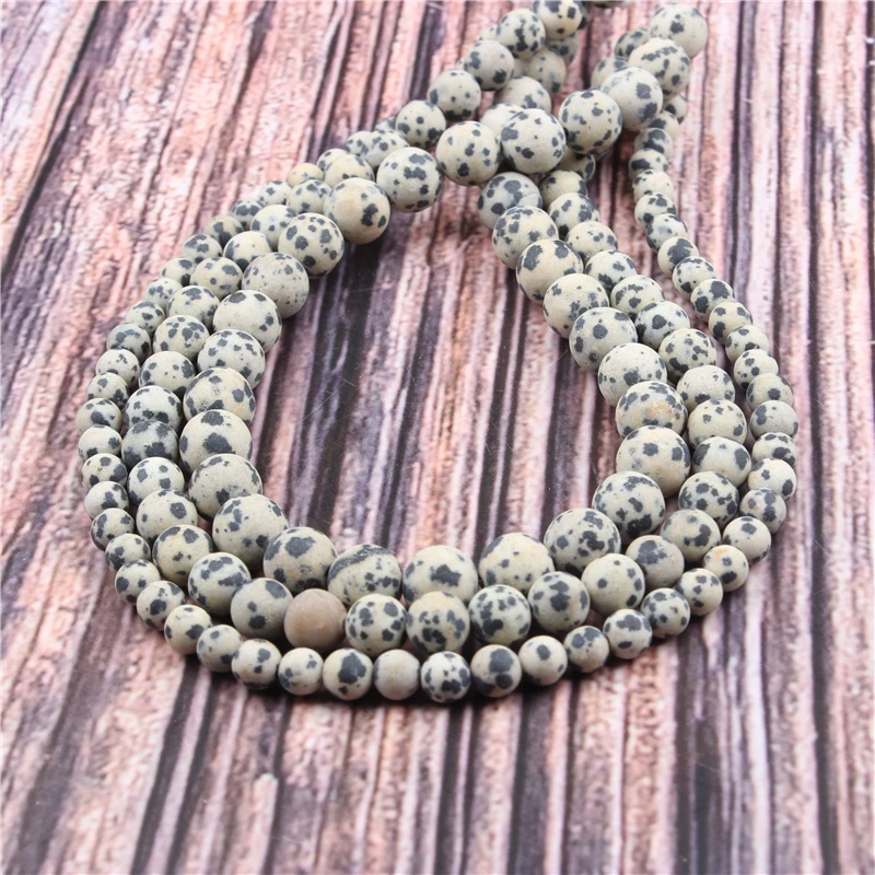 

HotSaleNaturalStoneFrosted Spots15.5"PickSize4/6/8/10/12mmfitDiyCharmsBeadsJewelryMakingAccessories