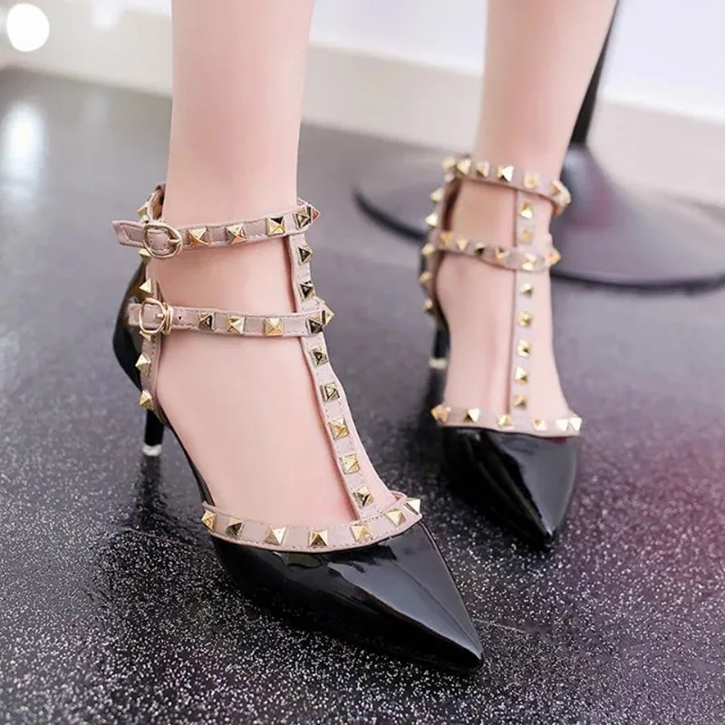 Пикантные женские босоножки из искусственной кожи на высоком каблуке с