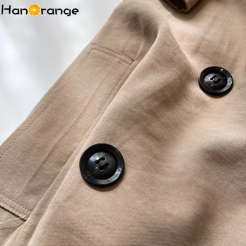 

Sashes Windbreaker Women Double Breasted 2021 Spring Autumn Loose Casual Thin Lacing Trench Coat Female Khaki Black