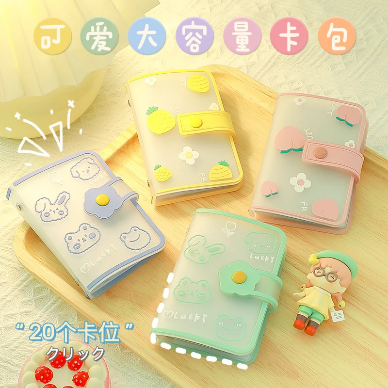 

Kawaii 20 Bits Card Case For Girls Business Card Holder Women Credit Passport Card Bag Cute Peach Mini Card Storage Bags WY260