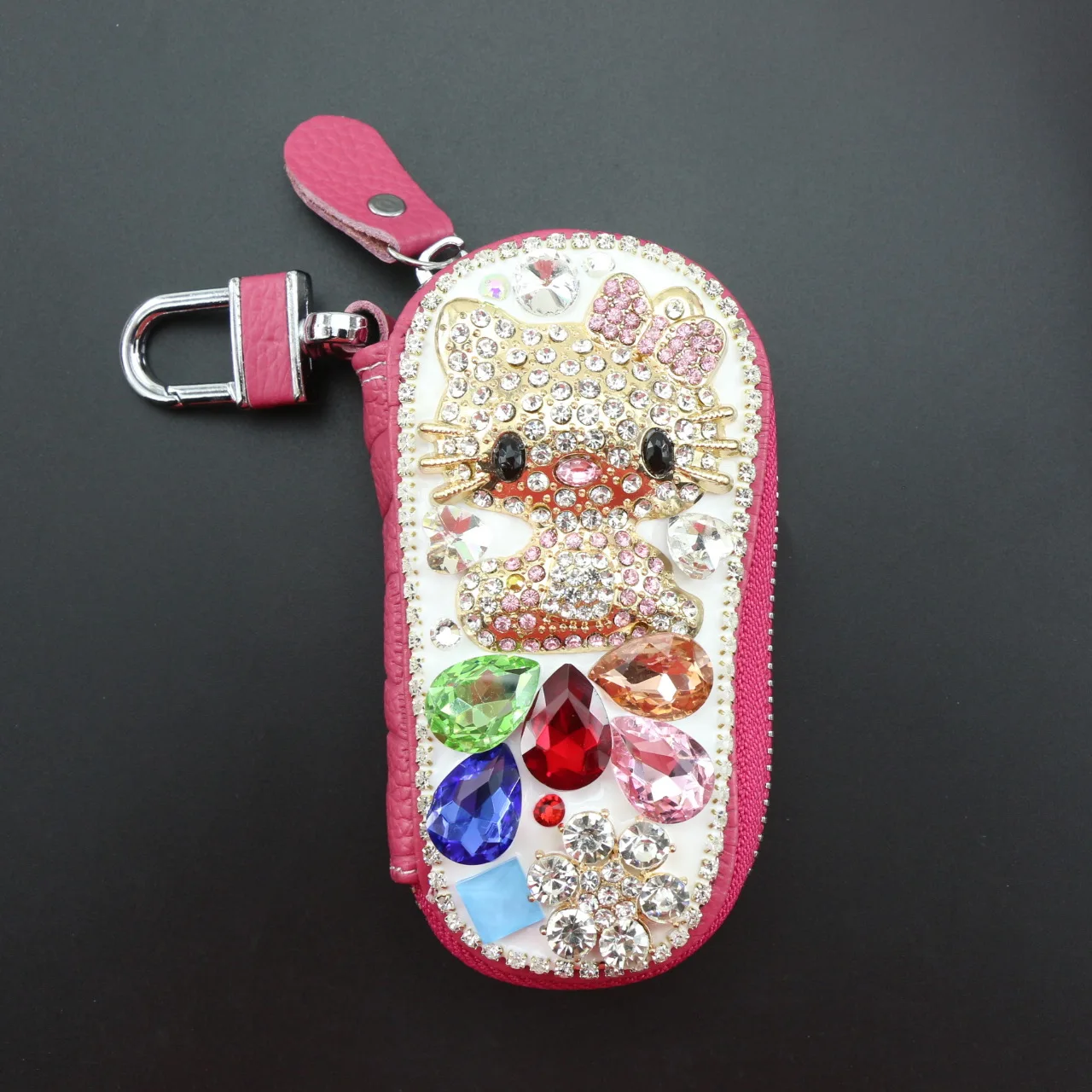 Style1 Модный Блестящий Кристалл Стразы брелок Hello Kitty флакон духов Автомобильный ключ сумка высокого класса Дамский Кожаный Автомобильный брелок кошелек - Цвет: Style1
