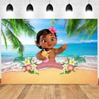 Детские Моана фон для фотосъемки для девочек Baby Shower летние пляжные С Днем Рождения вечерние фотография Фон баннер Vaiana украшения