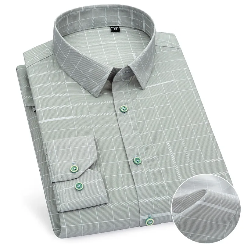 

Мужская клетчатая рубашка, новинка 2021, с длинным рукавом, деловая Мужская рубашка, для офиса, повседневная, обычная, без кармана, мужская одежда