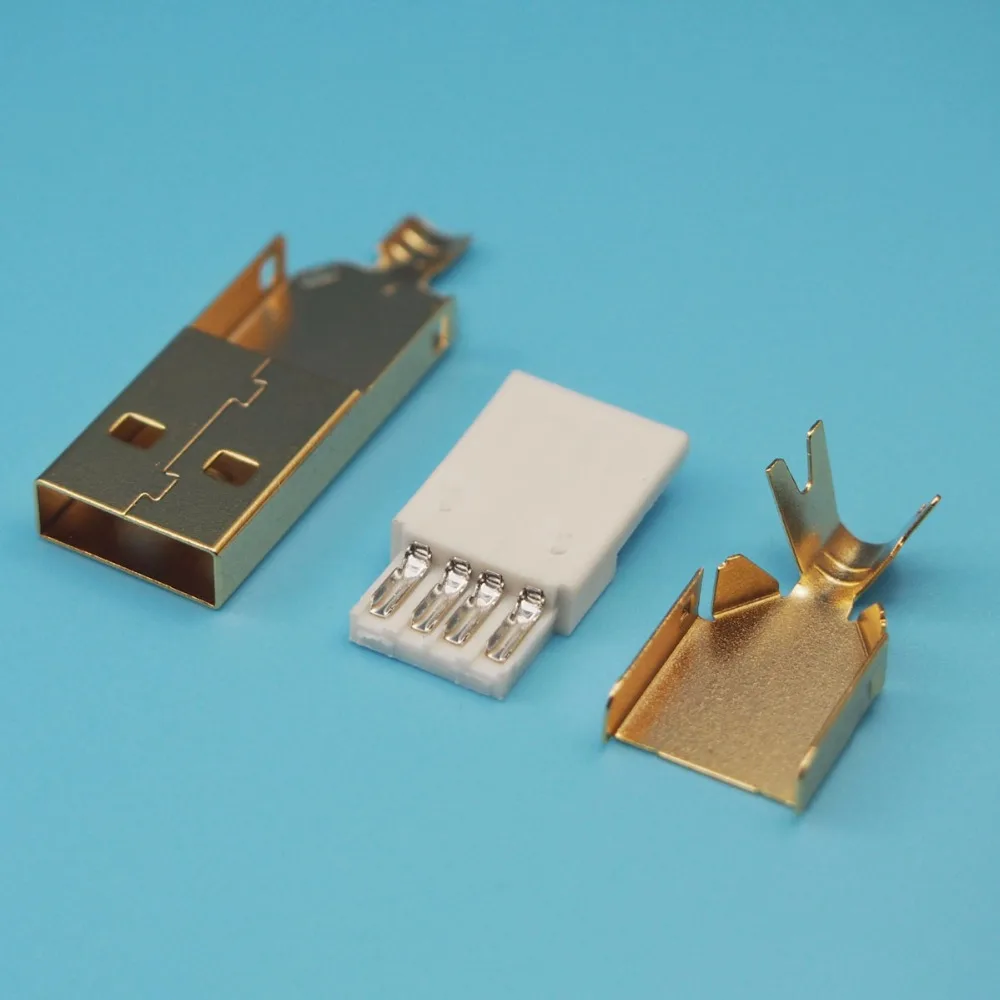 10 компл./лот позолоченный сделай сам 3 в 1 Тип A 2 0 USB 4 контактный Штекерный разъем|usb