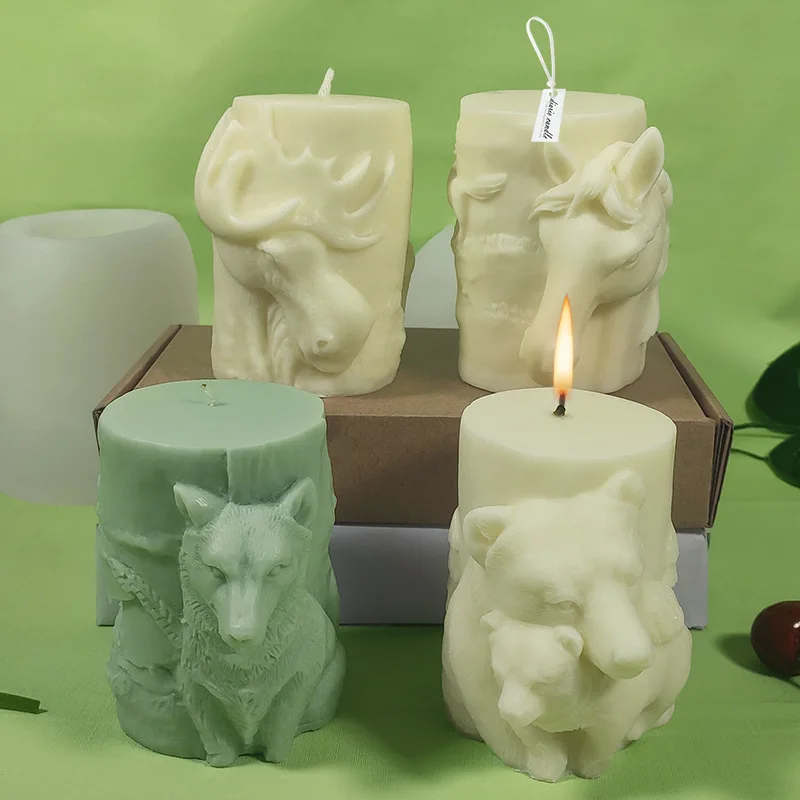 DIY Animal serie Candle silicone mold Elk Bear Sirius Wolf Horse Aromatic Making Resin Soap Popsicle Mold Gift Home Decor | Дом и сад