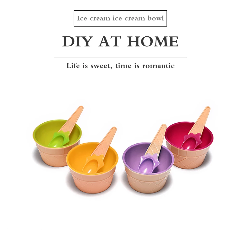 Высококачественный 1 набор (миска для мороженого + ложка) необычный уникальный