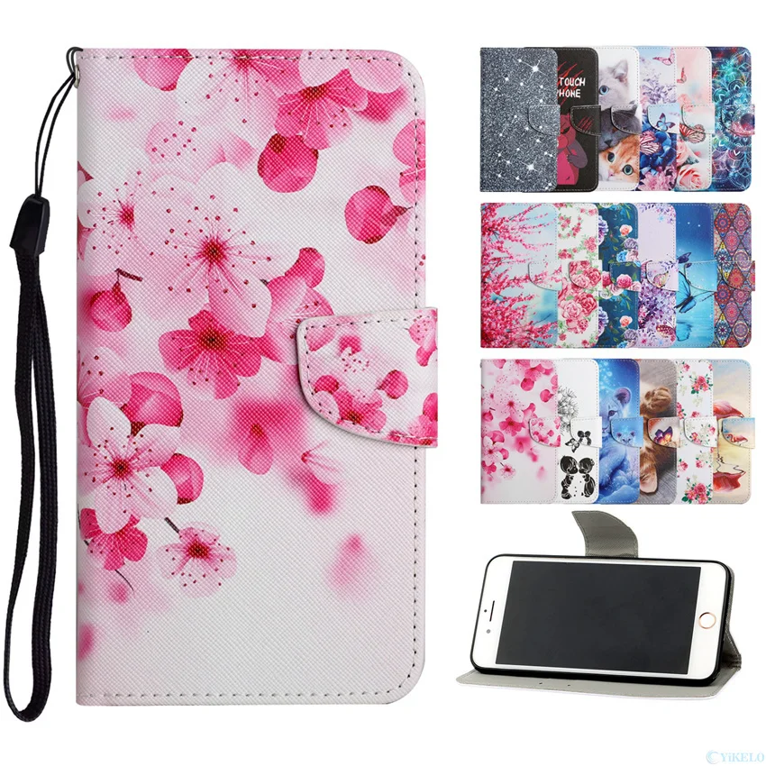 flip wallet leather case for realme 5 5i 6i 8 pro c20 c11 2021 gt reno6 5g c3 phone cover butterfly flower cat flamingo painted free global shipping