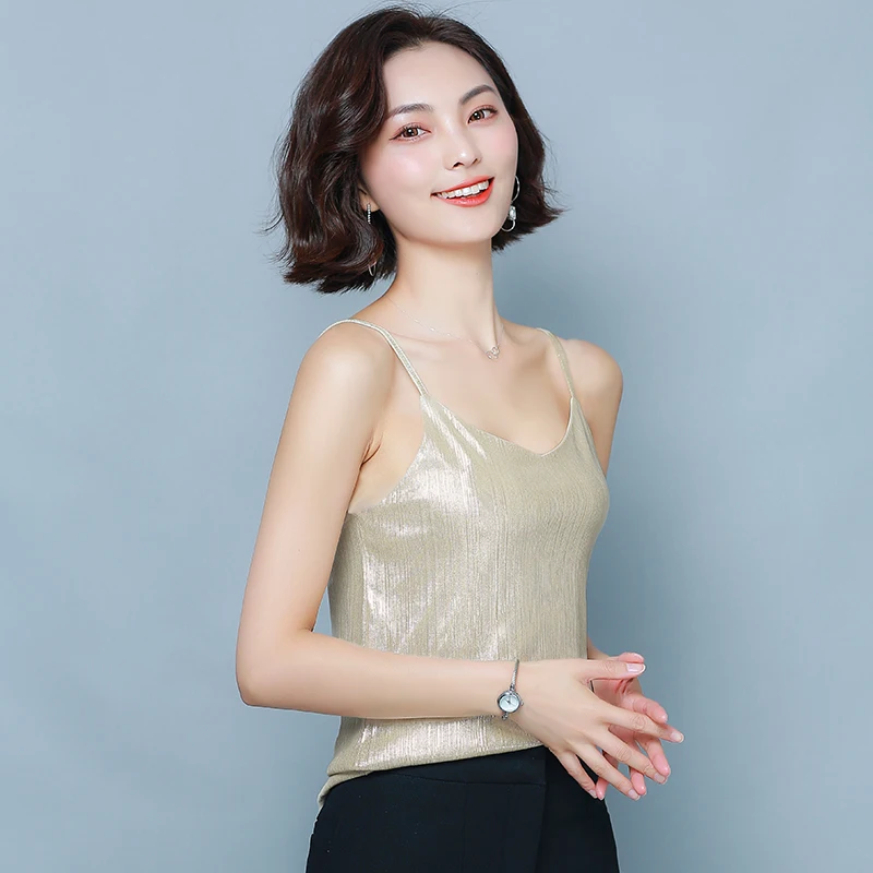 Топ женский с V-образным вырезом базовая белая майка на бретелях-спагетти топ без