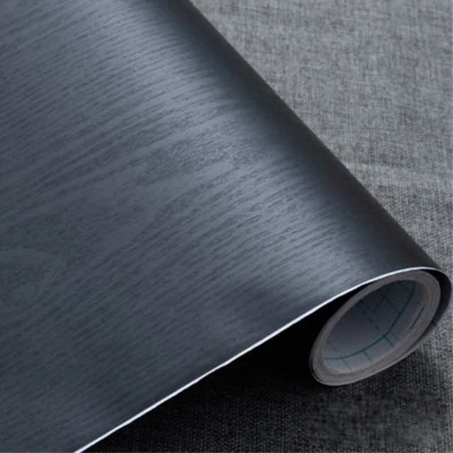 Wood Black 1 м длина водонепроницаемые наклейки на стену ПВХ мрамор/дерево/чистый цвет обои для ремонта мебели наклейка DIY Декор комнаты пленка - Цвет: Wood Black